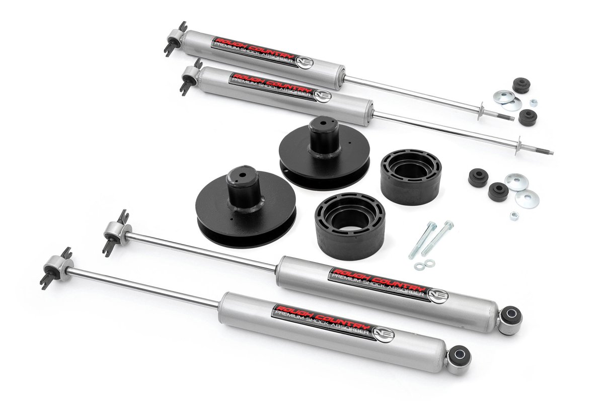 Jeep Wrangler Suspension Lift Kit - Rough Country - N3, 2 Inch - Metallic Silver - '97-'06